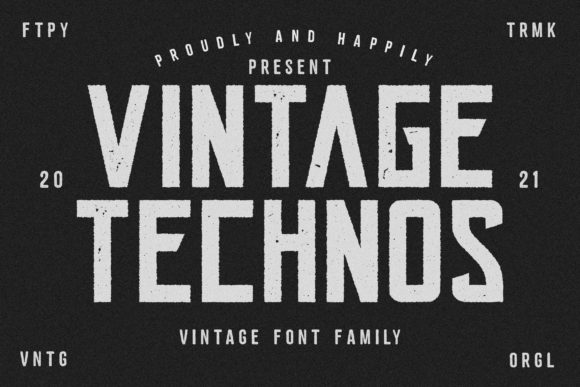 Vintage Technos: A Bold Display Font for Crafters and Product Designers